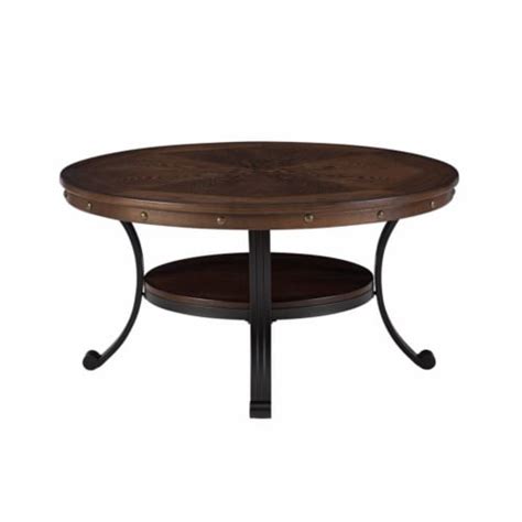 Linon Franklin Wood And Metal Coffee Table In Rustic Umber Brown