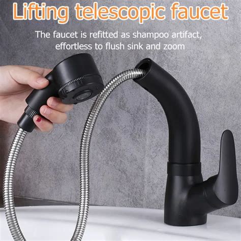 Adjustable And Rotatable Copper Basin Faucet PullOut Style Hot And Cold Water Internet Famous