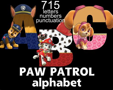 Paw Patrol Alphabet Instant Download Digital Letters And Etsy