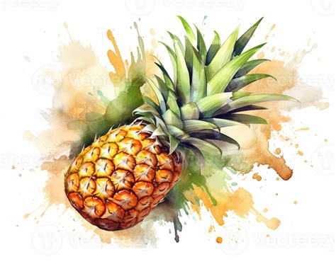 Pineapple watercolor. Illustration 23853592 PNG