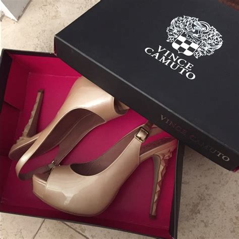 Vince Camuto Shoes Vince Camuto Nude Sling Back Patent Leather Heels Poshmark