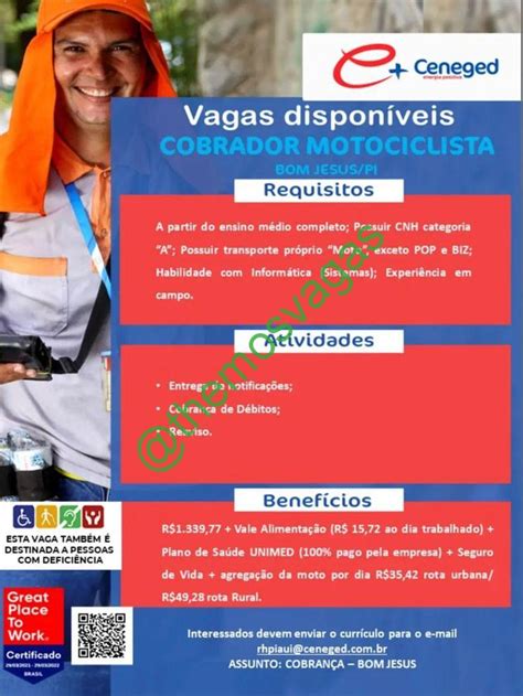 Cobrador Moto Bom Jesus PI 01 Vaga S Themos Vagas Empregos E