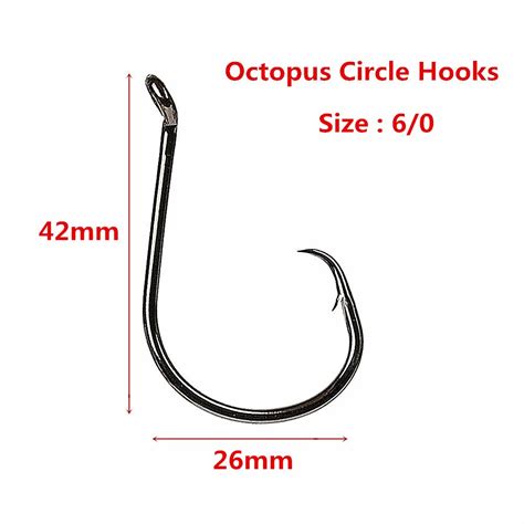 50pcs 6 0 Octopus Circle Fishing Hooks Saltwater Ocean Barbed Offset