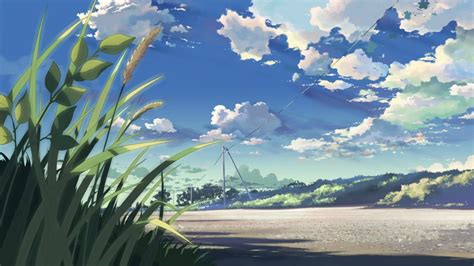 Painting Of Grass And Clouds 5 Centimeters Per Second Makoto Shinkai