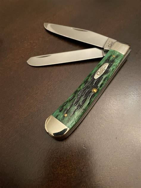 CASE XX POCKET WORN BERMUDA GREEN BONE TRAPPER KNIFE EBay