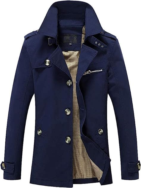 Hombre Casual Chaqueta Abrigo Con Botones Cortavientos Trench Parka