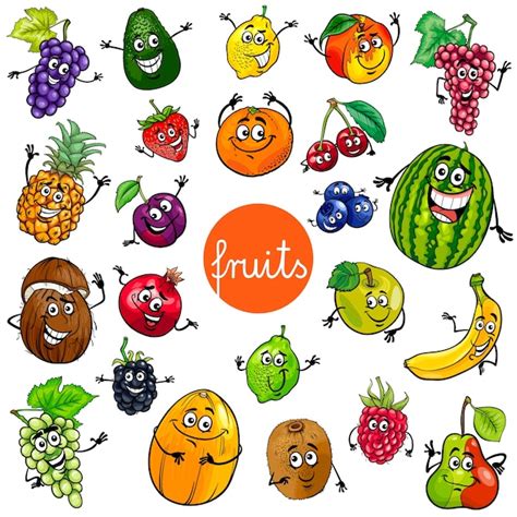 Premium Vector Cartoon Fruits Characters Collection