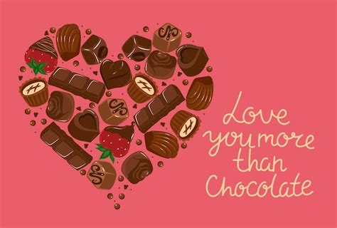 Premium Vector Postcard With A Heart Made Of Chocolate And The