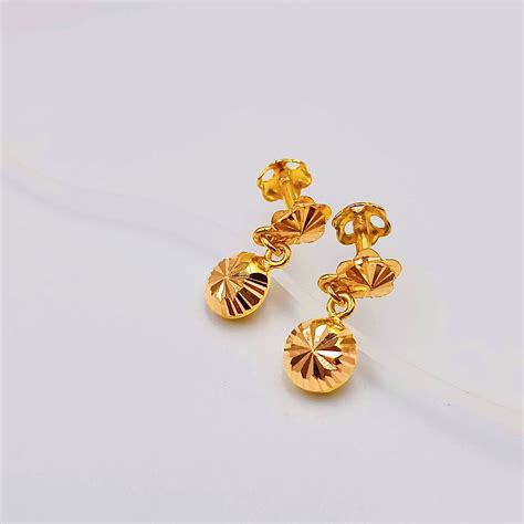 916 GOLD DANGLE BALL STUD EARRINGS ( KIDS ) – Marina Goldsmith