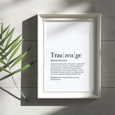 Definition Trauzeuge Personalisiertes Poster Lieblingsmensch Shop