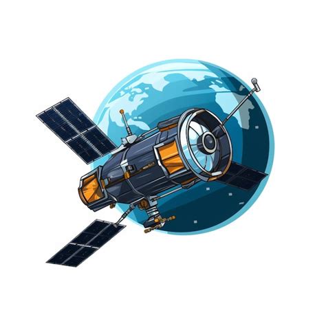 Premium Ai Image Satellite 2d Cartoon Vector Illustration On White