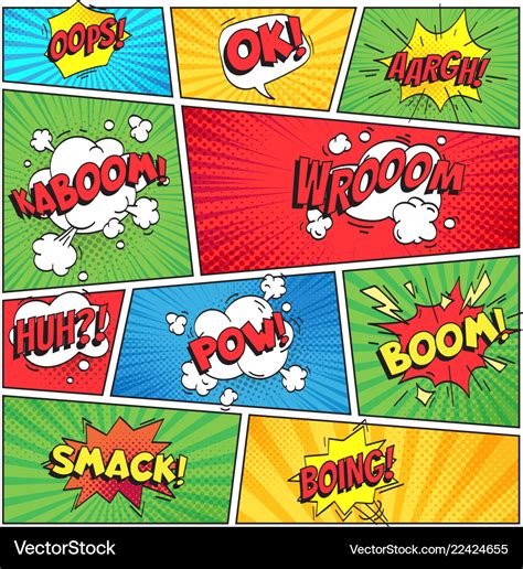 Comics page comic book grid frame funny oops bam Vector Image