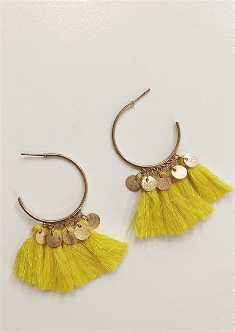 Ethnic Fringe Tassel Earrings Yellow DayDreamers