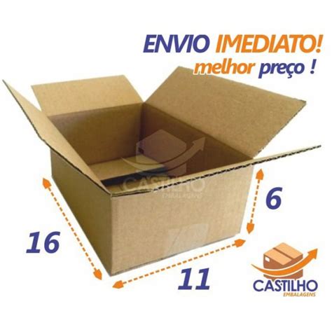 100 Caixas De Papelão Maleta 16x11x6 Correios Envios Castilho Embalagens