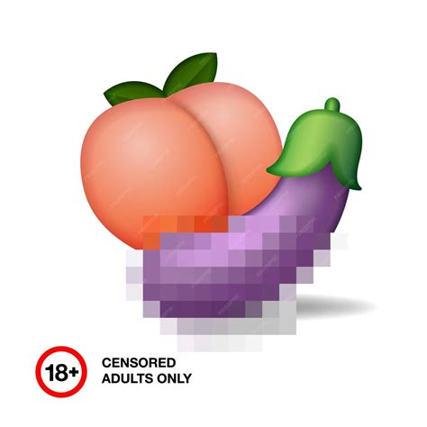 Premium Vector Peach And Eggplant Emoji Closed By Censorship Adult