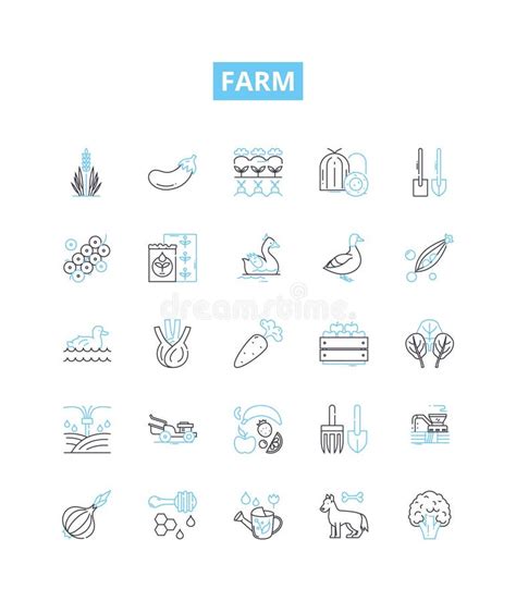 Farm Vector Line Icons Set Farm Agriculture Crops Livestock