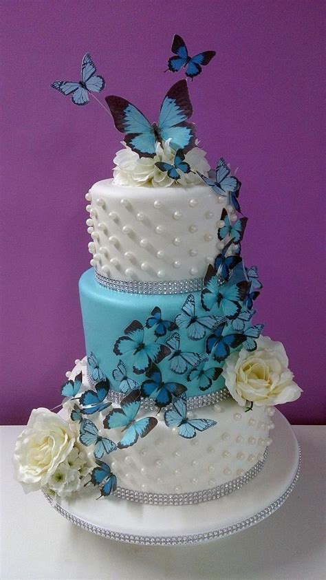 3 Tier Butterfly Wedding Cake Decorated Cake By Cakesdecor