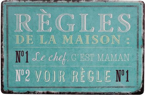 Hioni R Gles De La Maison Pancarte En M Tal Panneau Poster Plaque