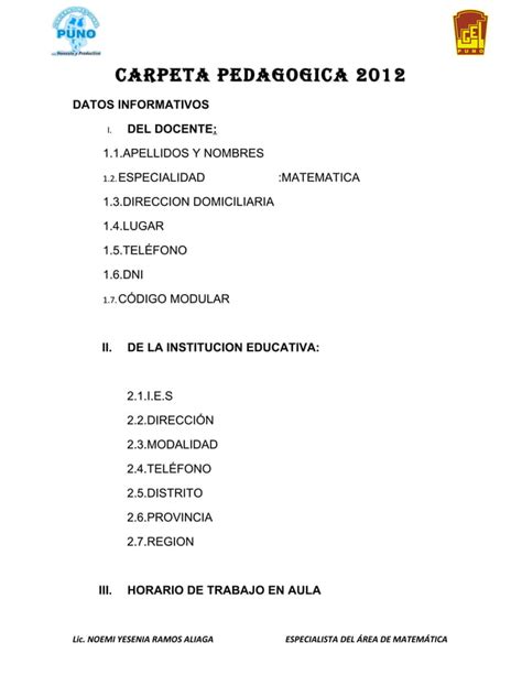 Carpeta Pedagogica Matematica Pdf