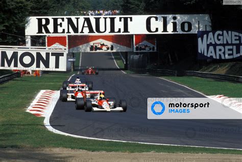 Ayrton Senna McLaren MP4 5B Honda Leads Gerhard Berger McLaren MP4