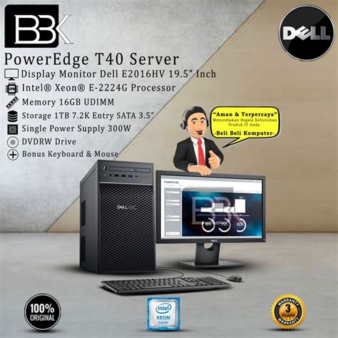 Jual Server Dell PowerEdge T40 Xeon E 2224G 16GB 1TB SATA DVDRW 3YR