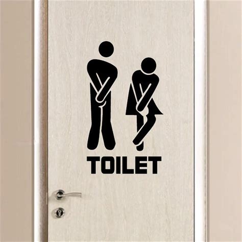 Removable Wall Decals Cute Pattern Bathroom Rest Room Toilet Door Mark ...