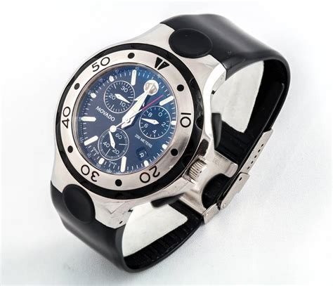 Movado stainless Steel Chronograph 200 Meters Diving Quartz Wristwatch ...