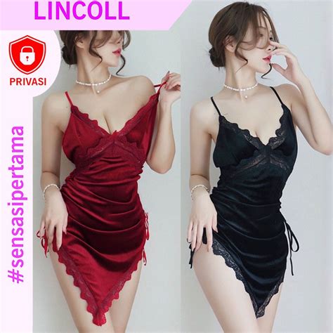 Jual LL195 Lingery Dress Terusan Sexy Velvet Baju Dinas Malam Baju Haram Lingerie By Lincoll