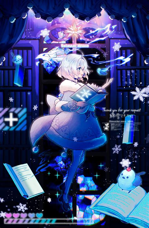 Safebooru 1girl D Ahoge Black Choker Black Footwear Blue Dress Blue Eyes Book Bookshelf