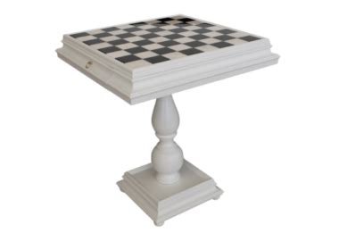 Table D Echecs En Bois Laqu Blanc Avec Plateau En Marbre Et Double Tiroir