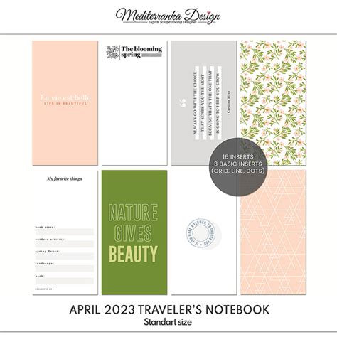 April 2023 Printable traveler's notebook kit by Mediterranka Design ...