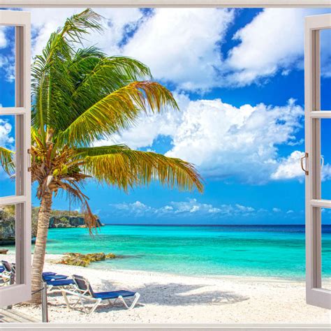 White Beach Window View Wall Art | Photography