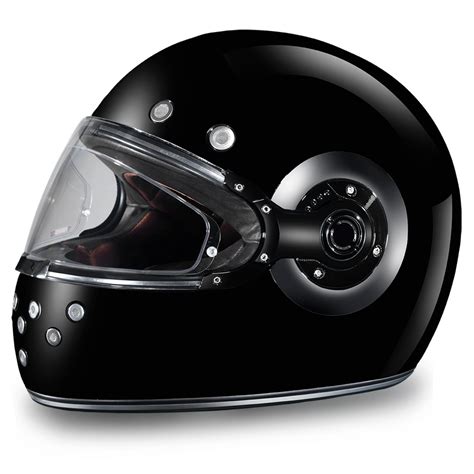 Daytona Vintage Retro Motorcycle Helmet Gloss Black And Chrome Accents Ebay