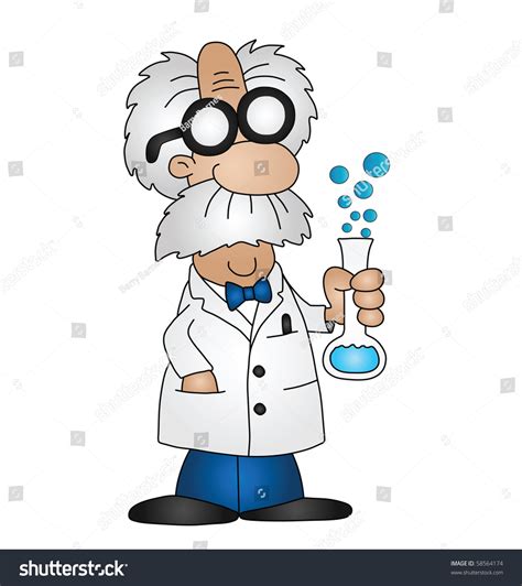 Cartoon Mad Scientist Isolated On White Stock Illustration