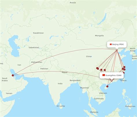 All Flight Routes From Beijing To Guangzhou Pek To Can Flight Routes