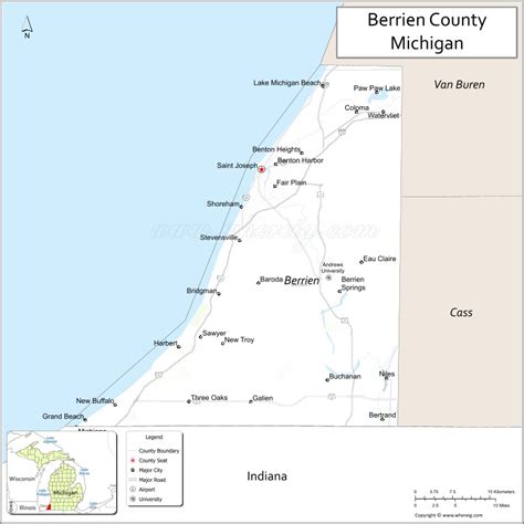 Berrien County Map Michigan Where Is Located Cities Population