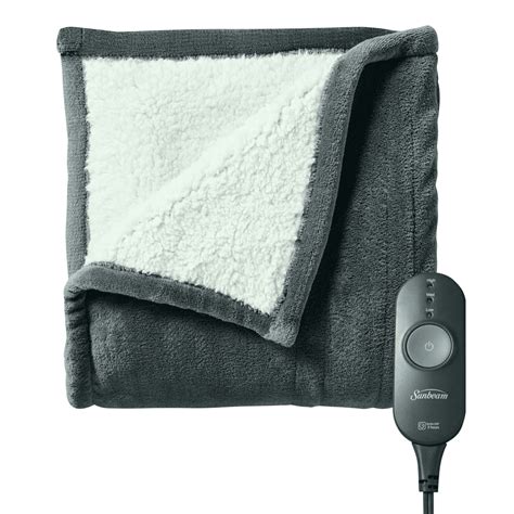 Sunbeam Heated Throw Blanket Microplush And Sherpa Warming Slate