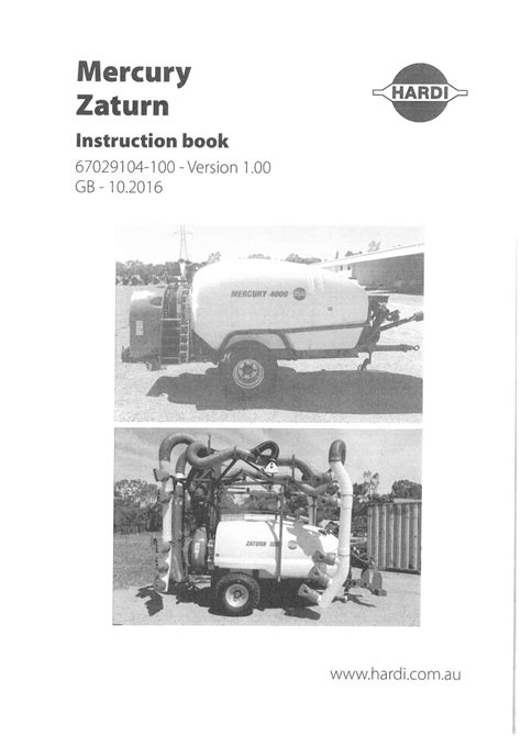 Hardi Sprayer Mercury Zaturn Operators Manual