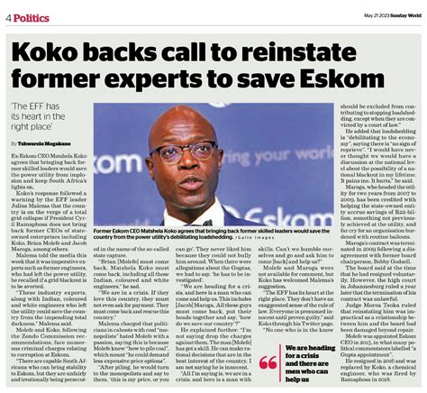 Engineer Mat Hela Koko Mbl On Twitter The Call To Reinstate Eskom