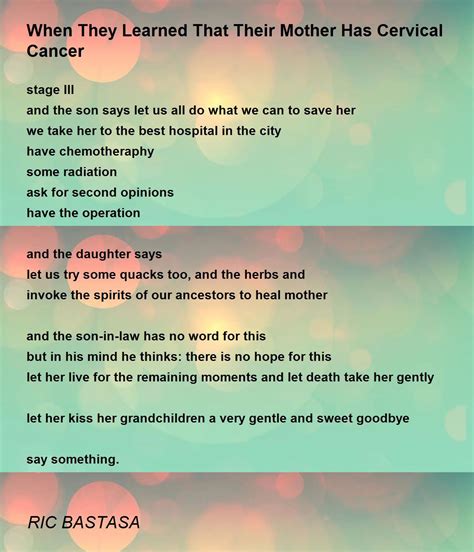 When They Learned That Their Mother Has Cervical Cancer - When They ...