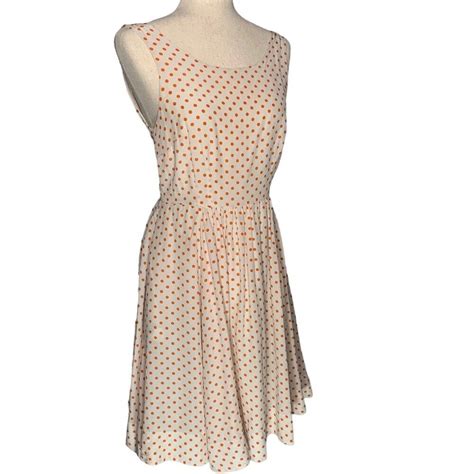 Moulinette Soeurs Orange Silk Polka Dot Fit And Flare… Gem