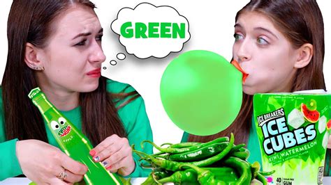 Asmr Eating Only One Color Food For Hours Challenge Green Food By