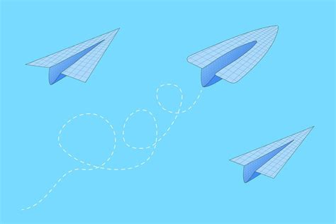 Illustration Of Paper Planes Made From Graph Paper Flying With Dotted