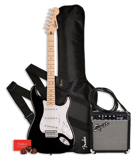 Squier Sonic Strat Sss Blk Amp 10g Pack Guitarra Salão Musical