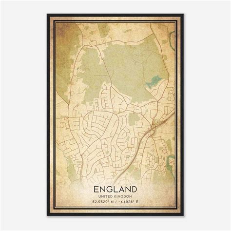 Vintage Allestree United Kingdom Map Poster, Allestree City Road Wall
