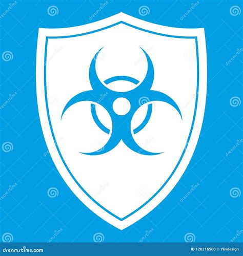 Escudo Con Un Blanco Del Icono De La Muestra Del Biohazard Ilustración