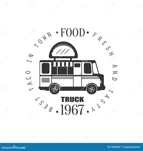 Taco Food Truck Label Design Stock Vector Illustration Of Background