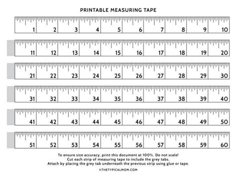 Free Printable Measuring Tape Measure Feet Waist Furniture At Home