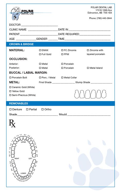 Rx Forms Polar Dental Lab