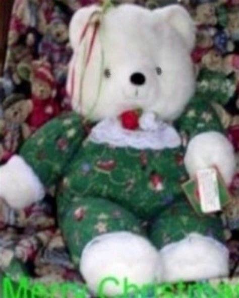 Large White Christmas Plush Teddy Bear 1991 Anco Antique Heritage